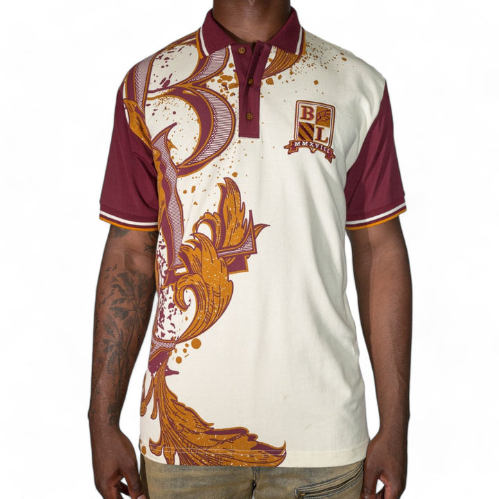 Blac Leaf Academy Polo Top Natural/ Burgundy