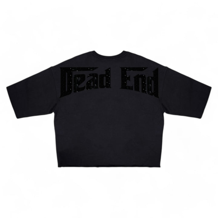 Roku Dead End Cropped 3/4 Sleeve Tee Black