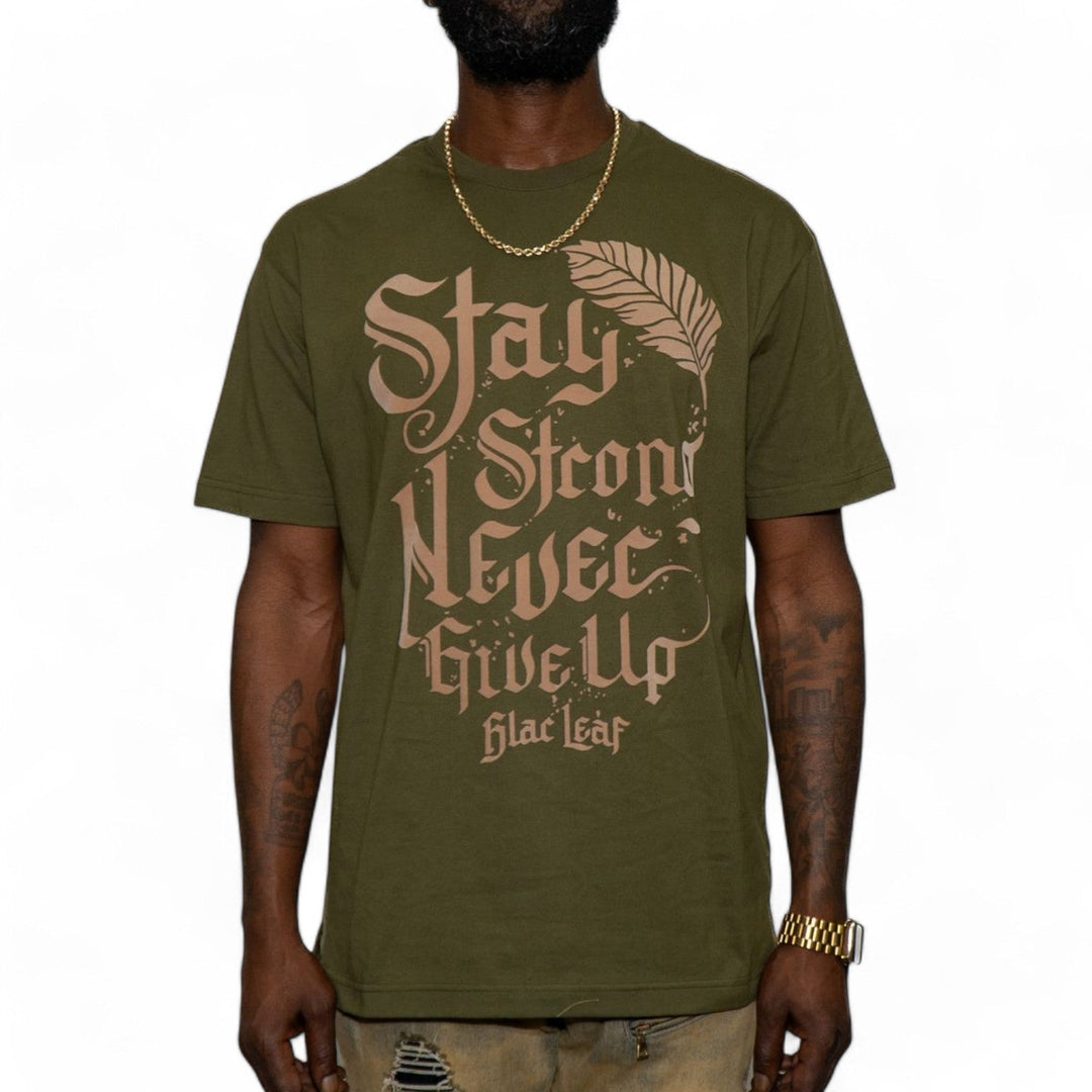 Blac leaf Stay Strong Dad Hat Khaki Olive,Stay Strong Tee Olive,  Stay Strong Denim Jeans And G7 X Strong" Sneaker  Outfit combo