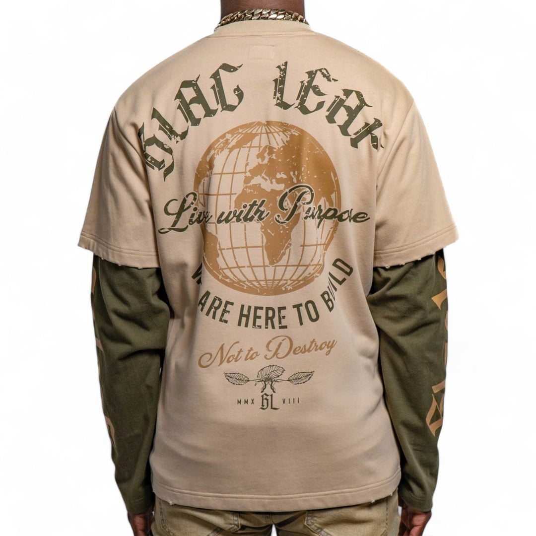 Blac Leaf World To Build Heavy Weight Long Sleeve Shirt Putty Khaki