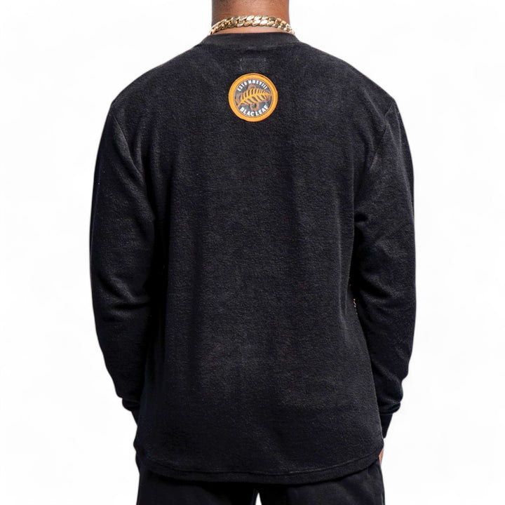 Blac Leaf Premium Embroidered Leaf Pattern Crewneck