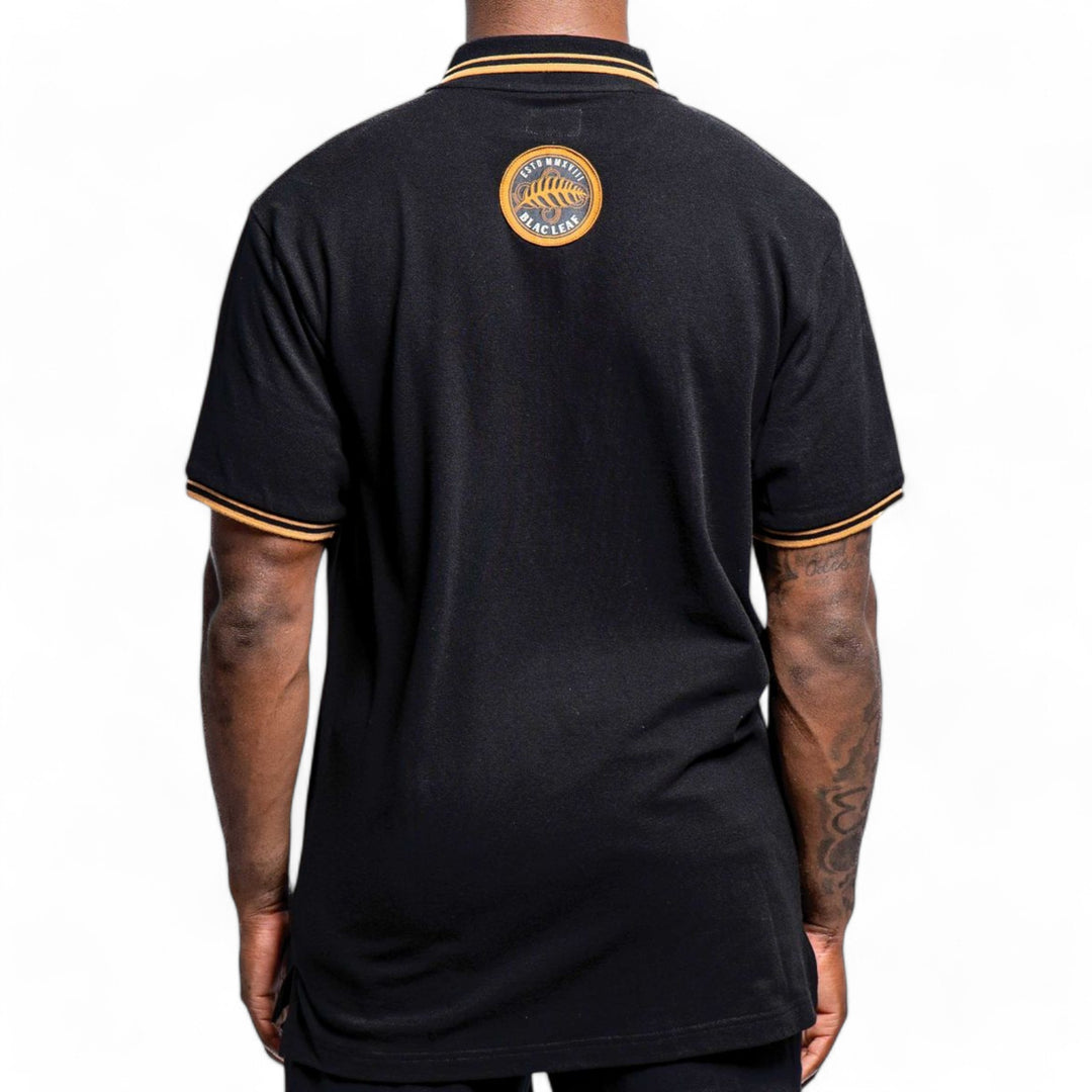 Blac Leaf Ornate Premium Embroidered Polo Top