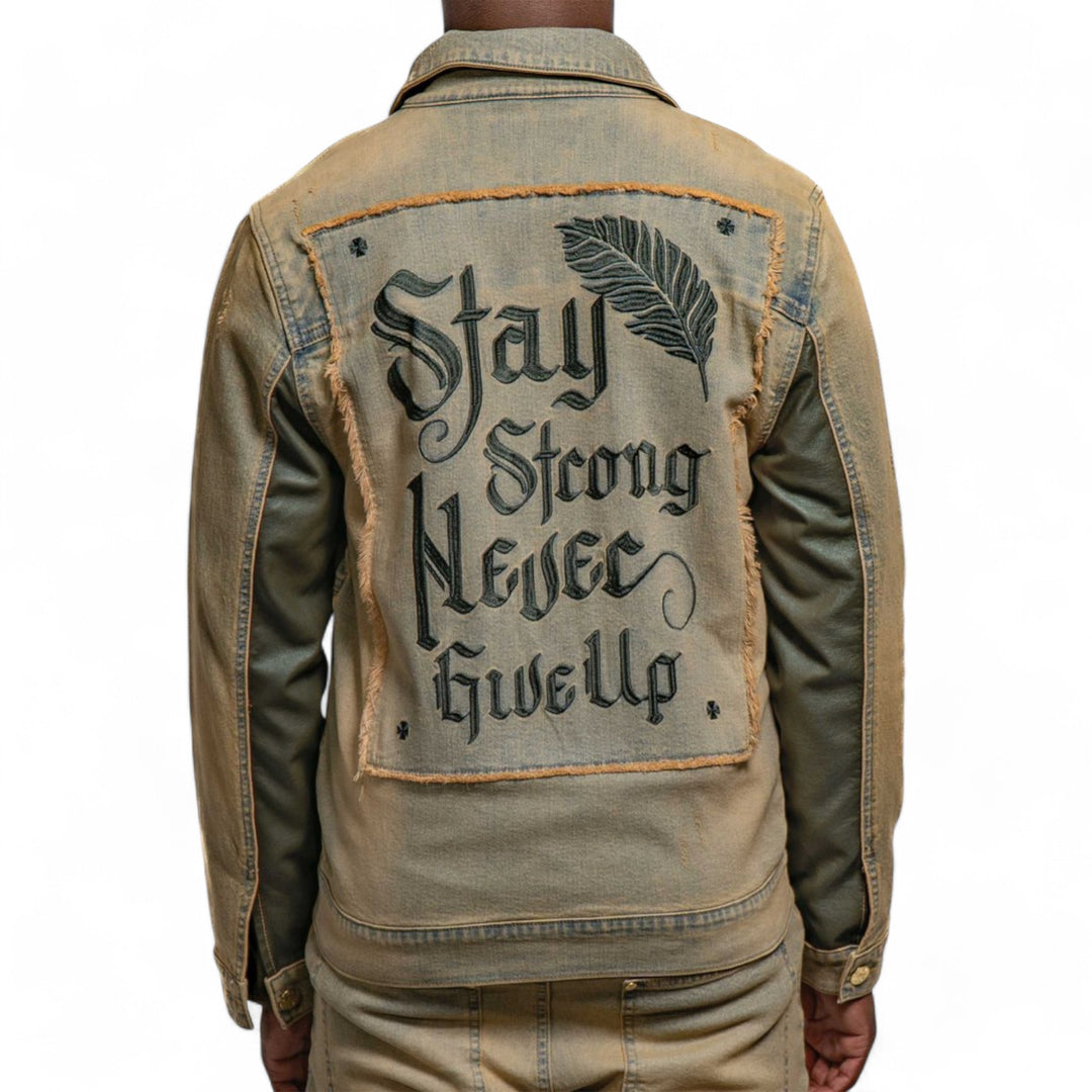 Blac Leaf Stay Strong Denim Jacket Big & Tall