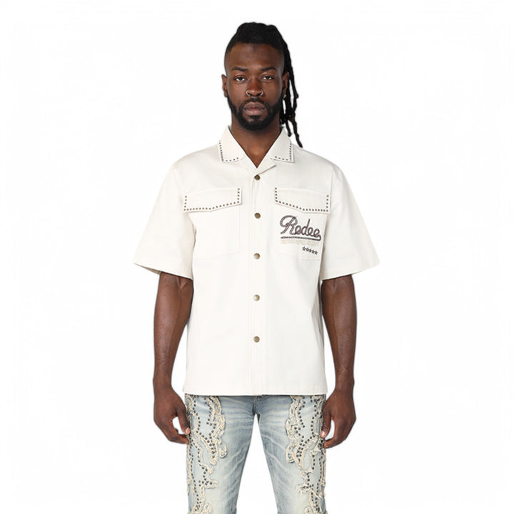 Smoke Rise Novelty Button Up Chalk