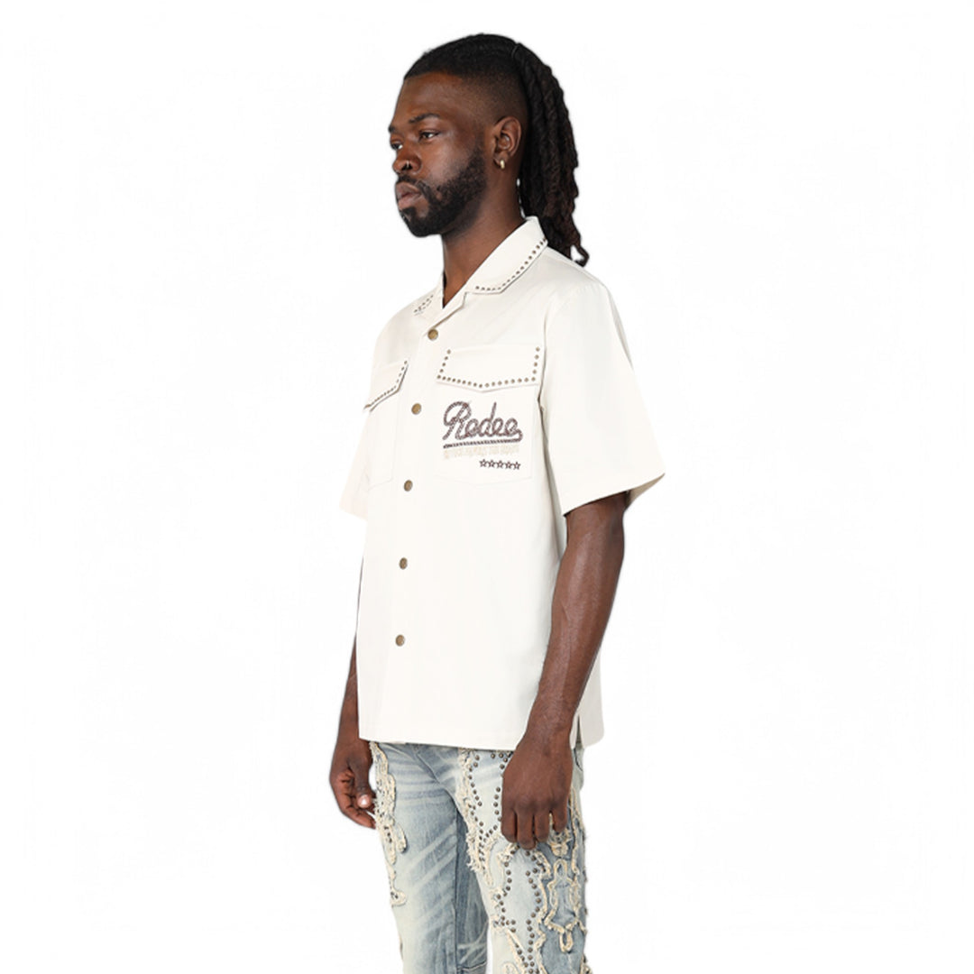 Smoke Rise Novelty Button Up Chalk