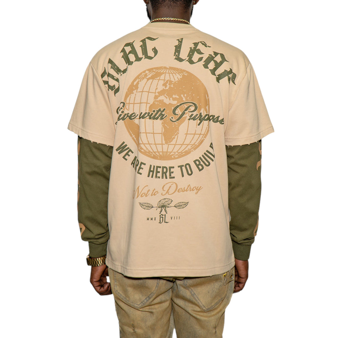 Blac Leaf World To Build Heavy Weight Long Sleeve Shirt Putty Khaki Big & Tall