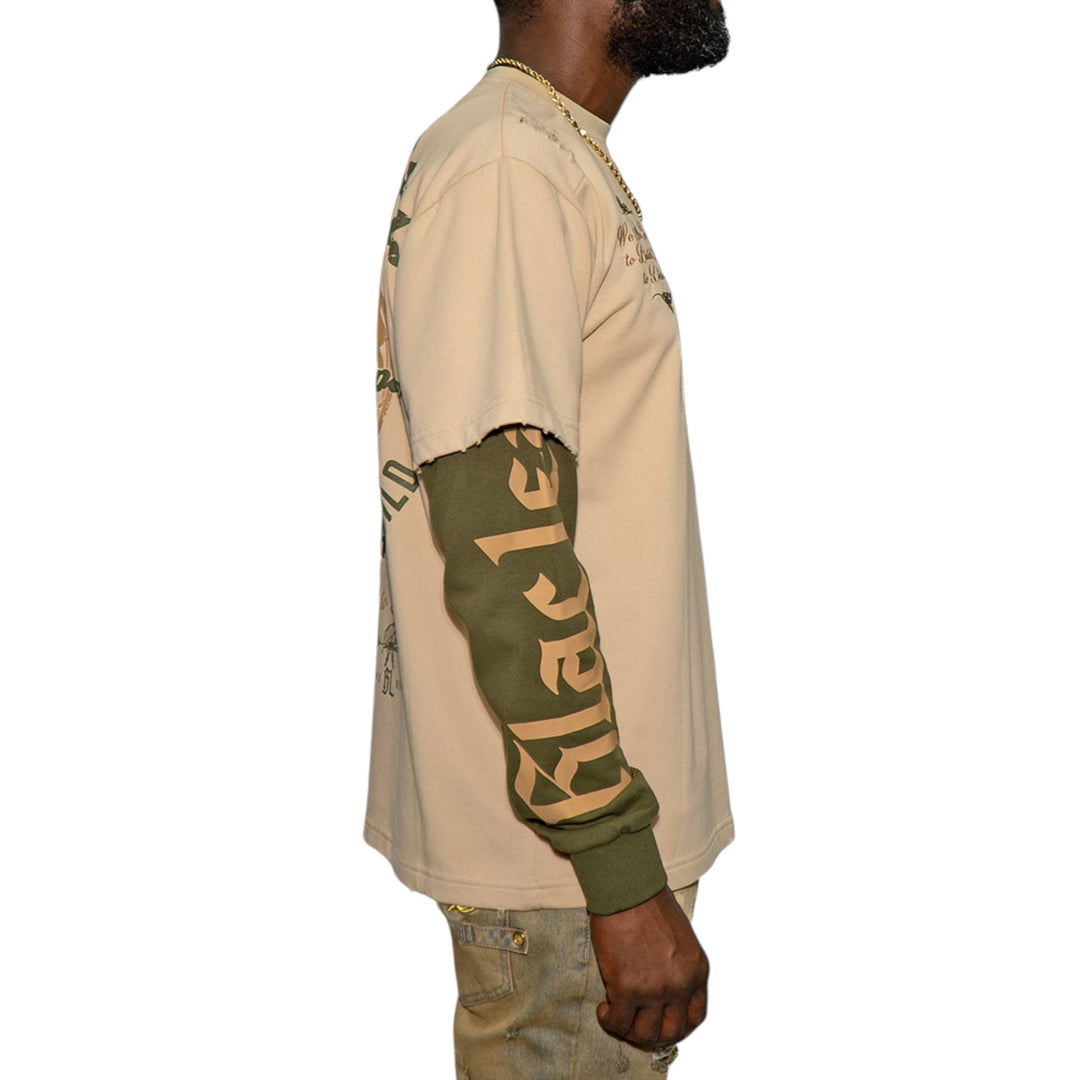 Blac Leaf World To Build Heavy Weight Long Sleeve Shirt Putty Khaki Big & Tall