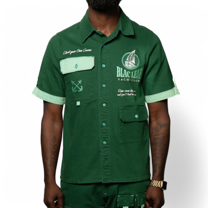 Blac Leaf Yacht Club Button Up Dark Green