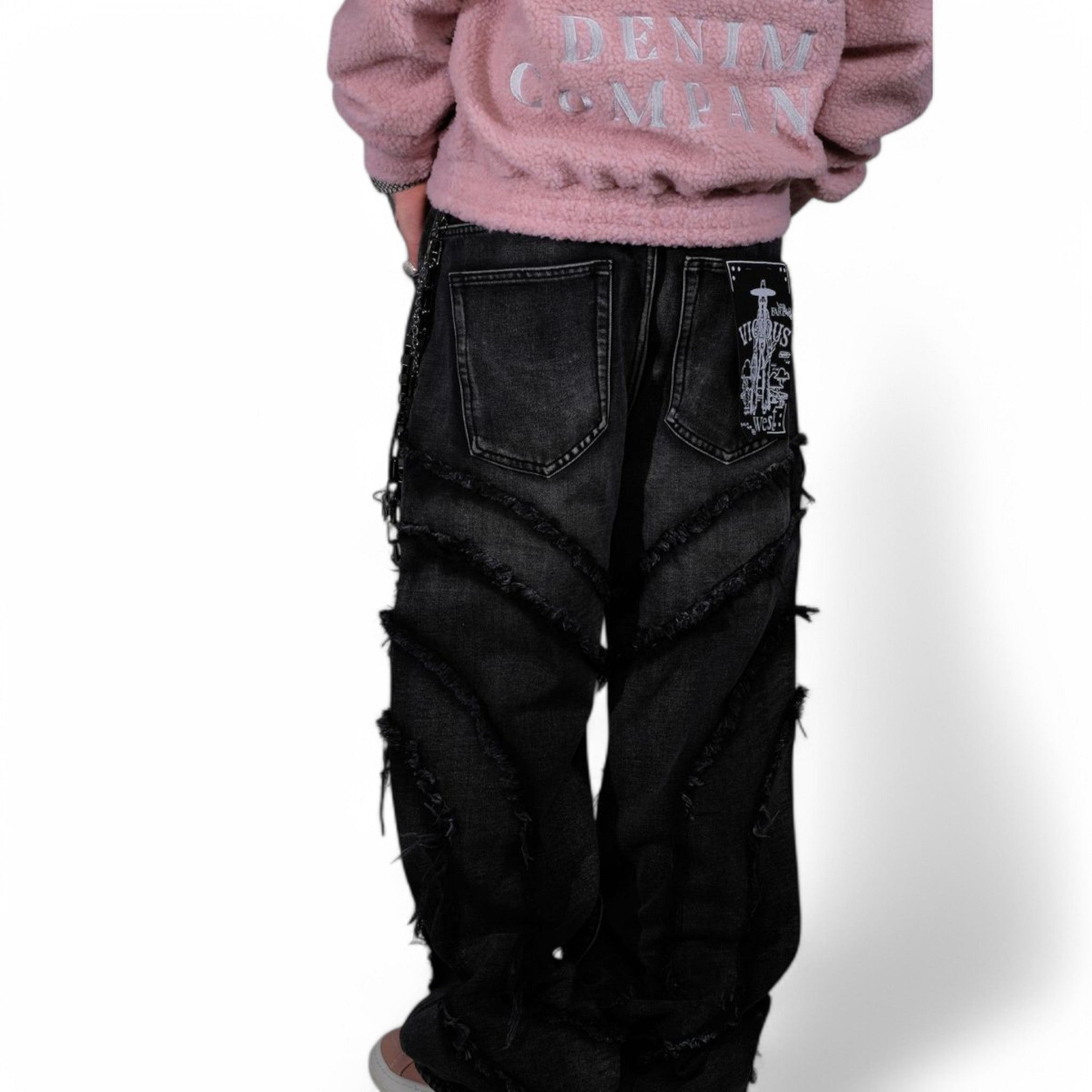 Vicious Spyder Web Baggy Fit Denim Vintage Black – Purple