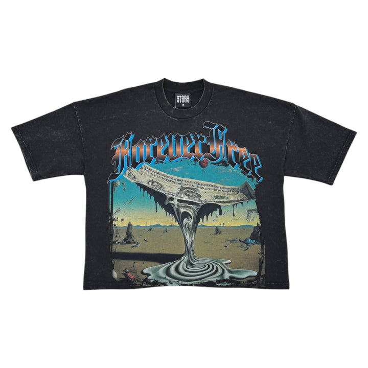 Stray Forever Free Crop Shirt Black & Focus Rip &Repair Stacked Denim Vintage Outfit Combo