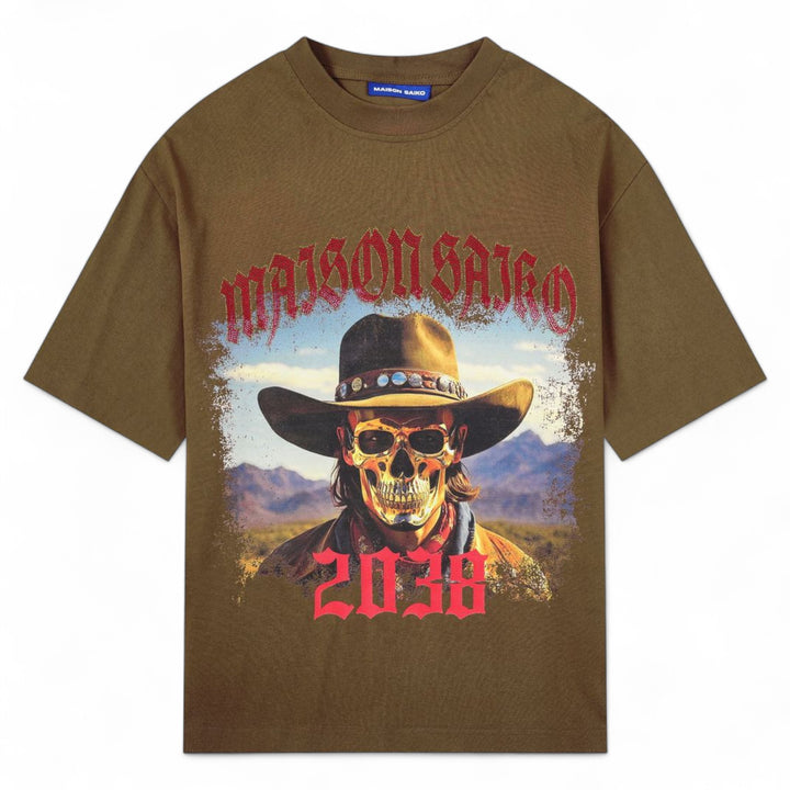 Maison Saiko Golden Face Tee Brown