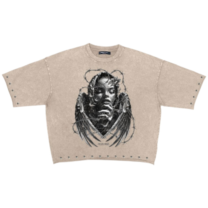 Roku Angel Cropped Tee Warm Slate Khaki