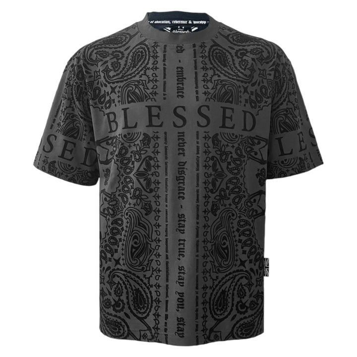 Blessed Flocking Bandana Tee Black