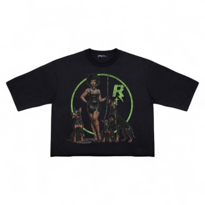 Roku Grace Grit Cropped Tee Black