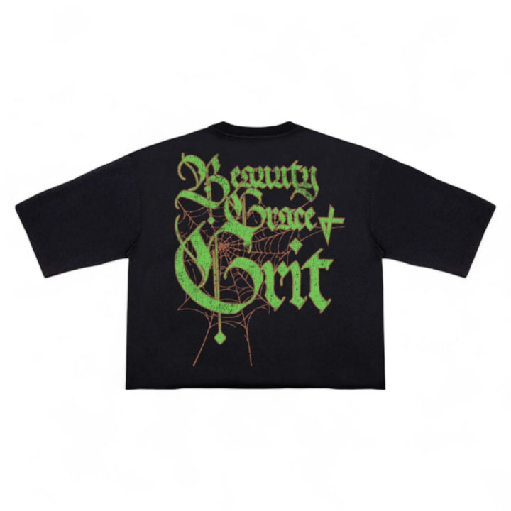 Roku Grace Grit Cropped Tee Black