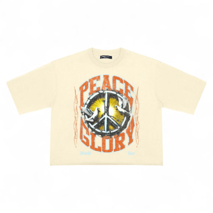 Roku Peace Glory Cropped Tee Natural