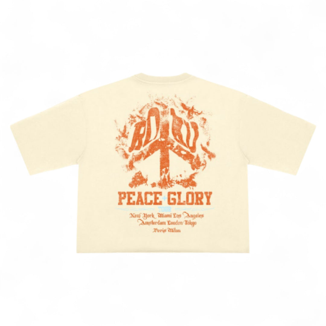 Roku Peace Glory Cropped Tee Natural