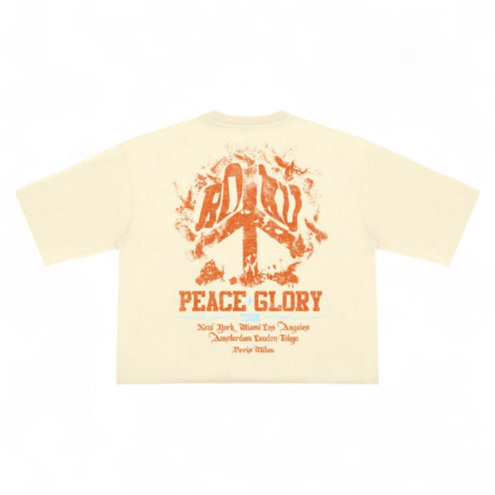 Roku Peace Glory Cropped Tee Natural