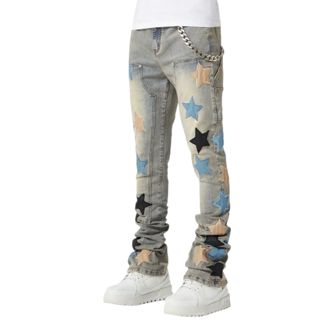 Guapi Powder Blue Vintage Stars Denim