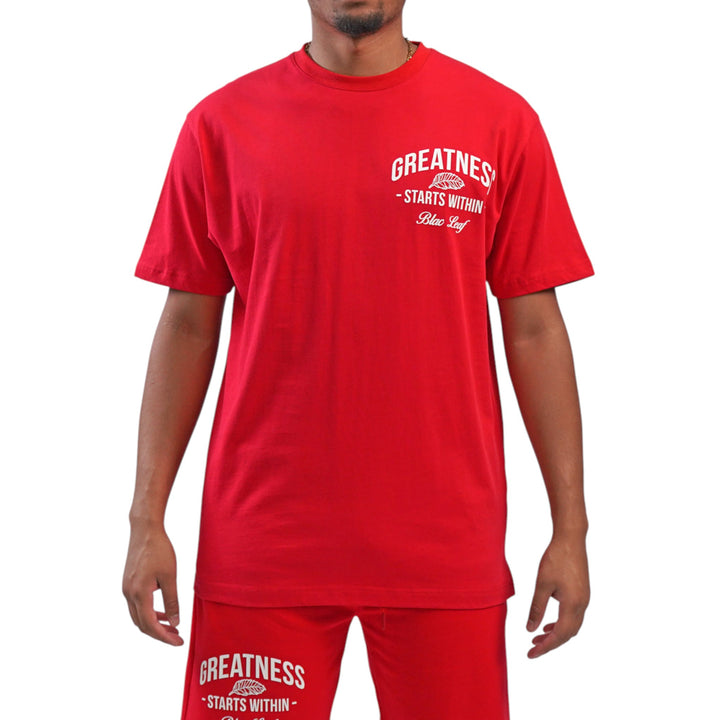 Blac Leaf Greatness Starts Within Shirt Big & Tall Red
