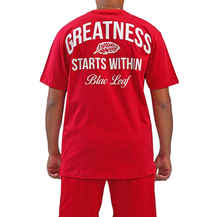 Blac Leaf Greatness Starts Within Shirt Big & Tall Red