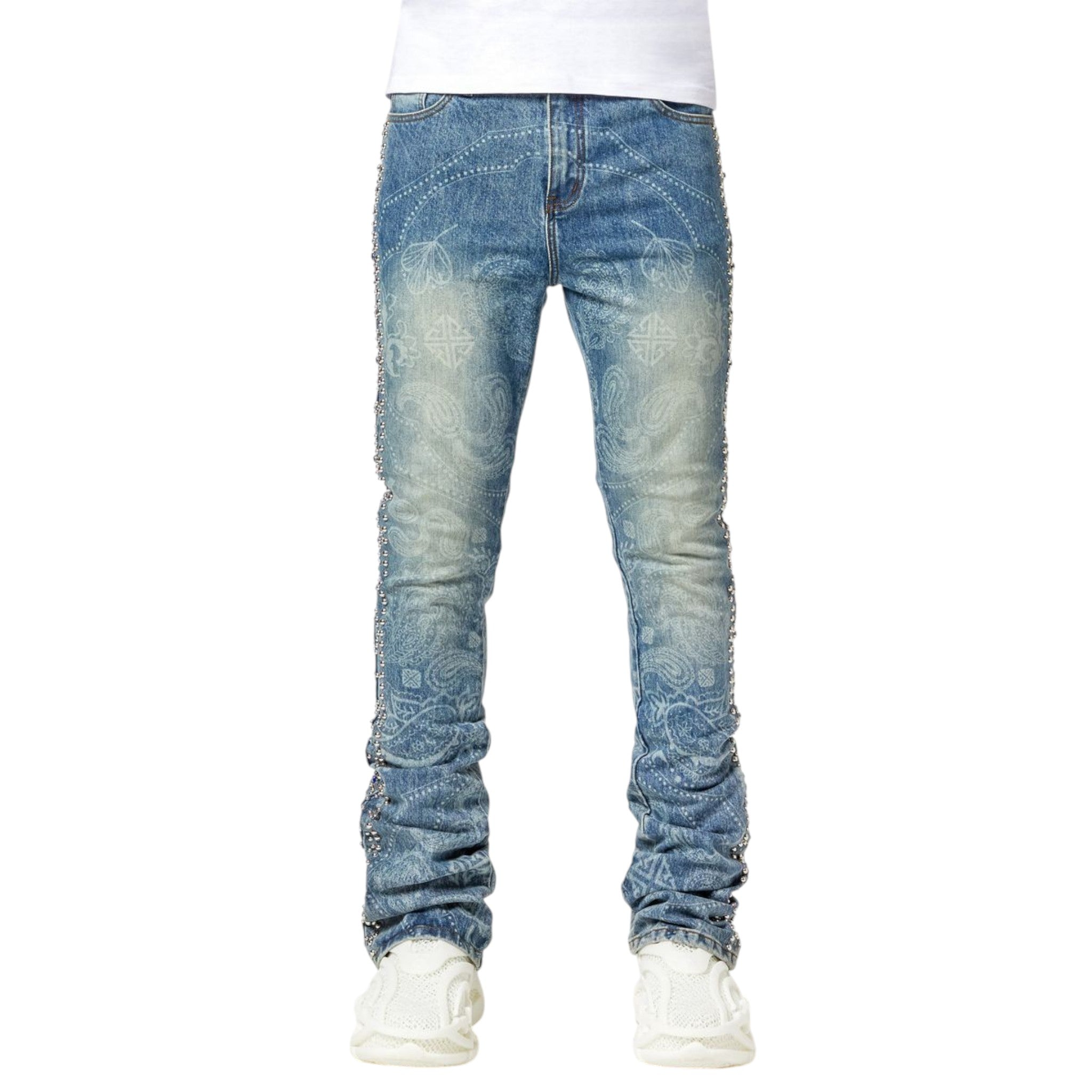 Guapi Aqua Blue Rivets Stacked Denim – Purple Carpet Miami