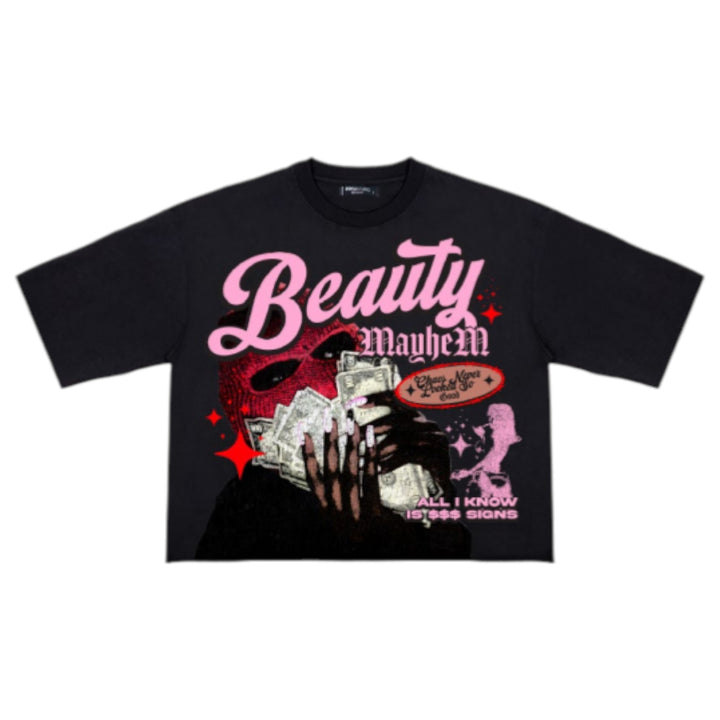 Roku Beauty Mayhem Cropped Tee Black