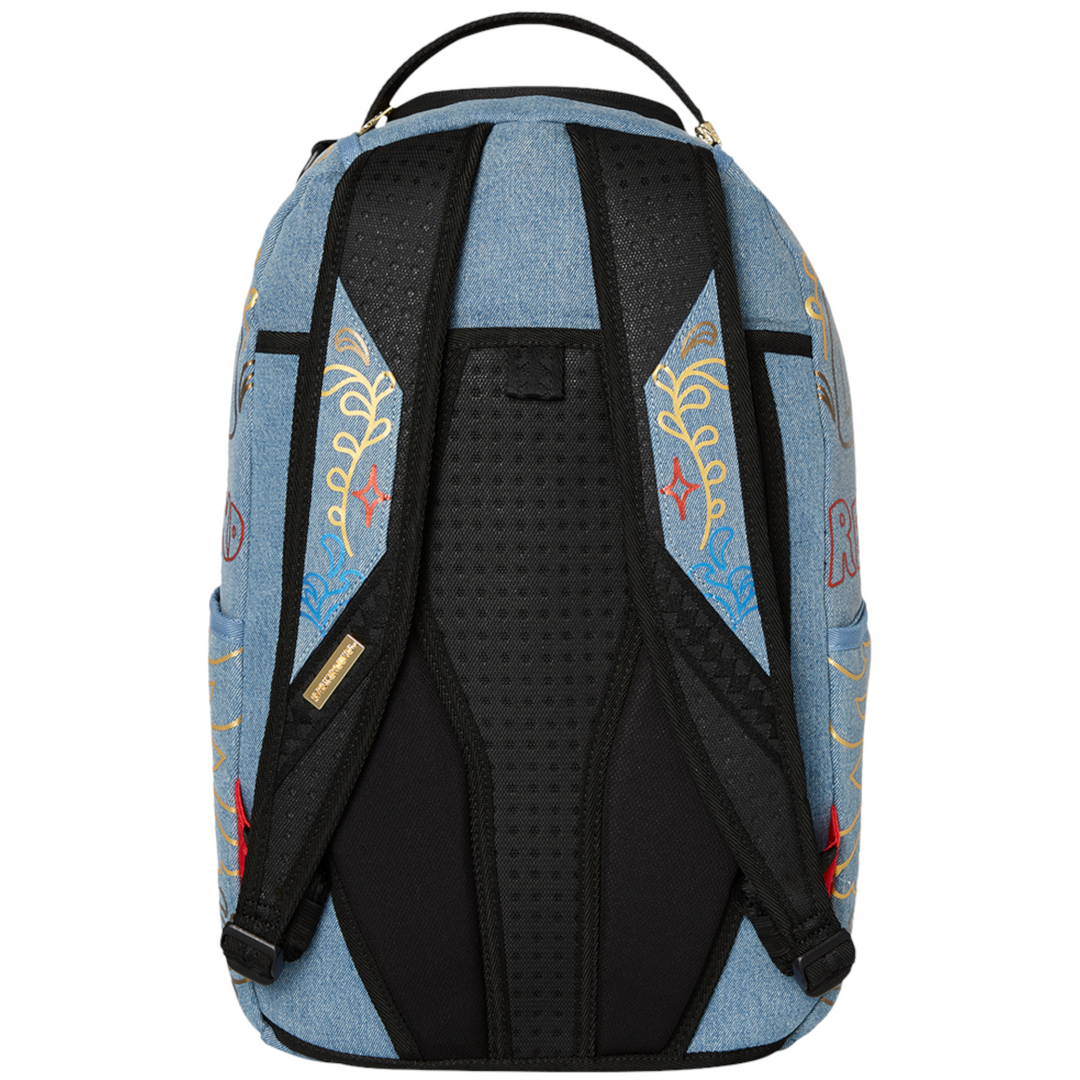 Sprayground Metallic Printed Denim Backpack
