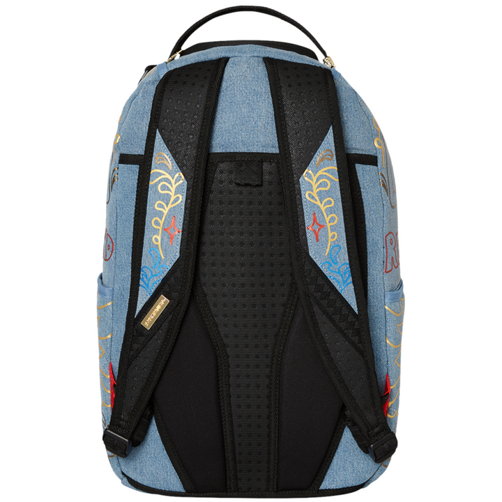 Sprayground Metallic Printed Denim Backpack