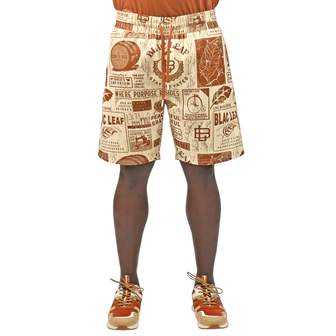 Blac Leaf Stay Elevated Trucker Hat & T-Shirt Rust &  AOP Knit Short  Bundle