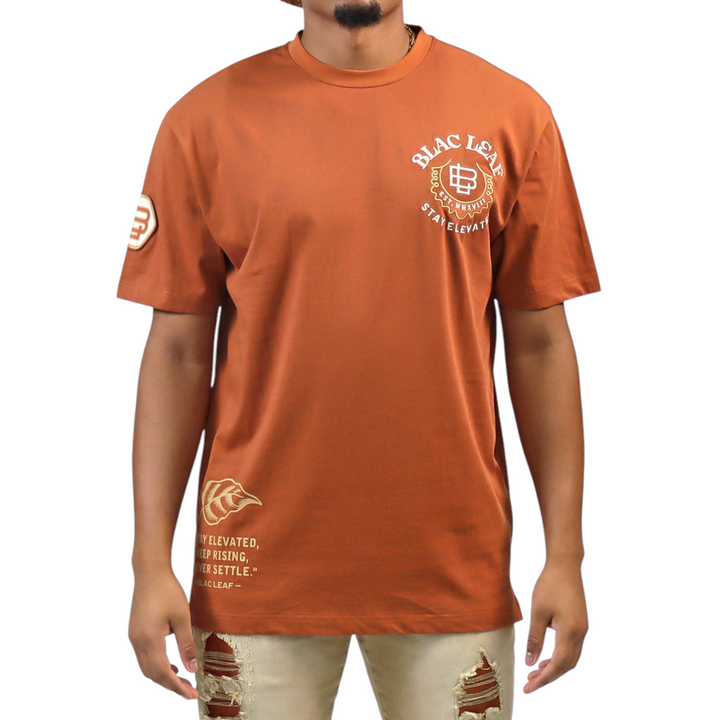 Blac Leaf Stay Elevated Trucker Hat & T-Shirt Rust &  AOP Knit Short  Bundle