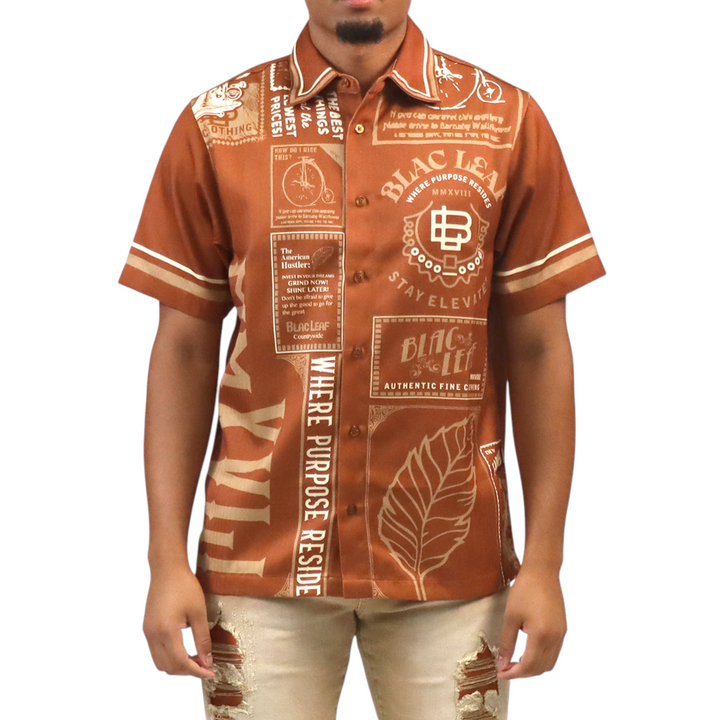 Blac Leaf Where Purpose Resides Button Up Big & Tall Rust