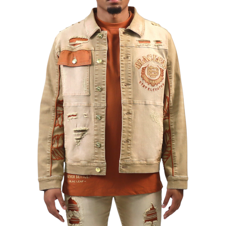 Blac Leaf Stay Elevated Trucker Hat & Denim Jacket & T-Shirt Rust & Denim Jeans  Bundle