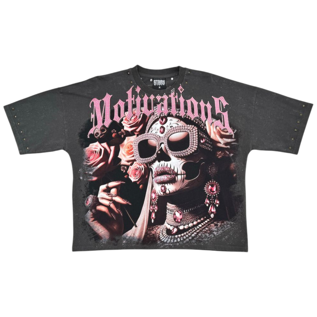 Stray Motivations Crop Tee Charcoal