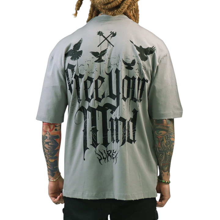 JUREN FREE YOUR MIND GREY T-SHIRT
