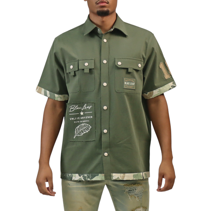 Blac Leaf Unlike Any Other Trucker Hat Olive & Button Up Shirt Olive & Denim Jeans Sage Soil  Bundle