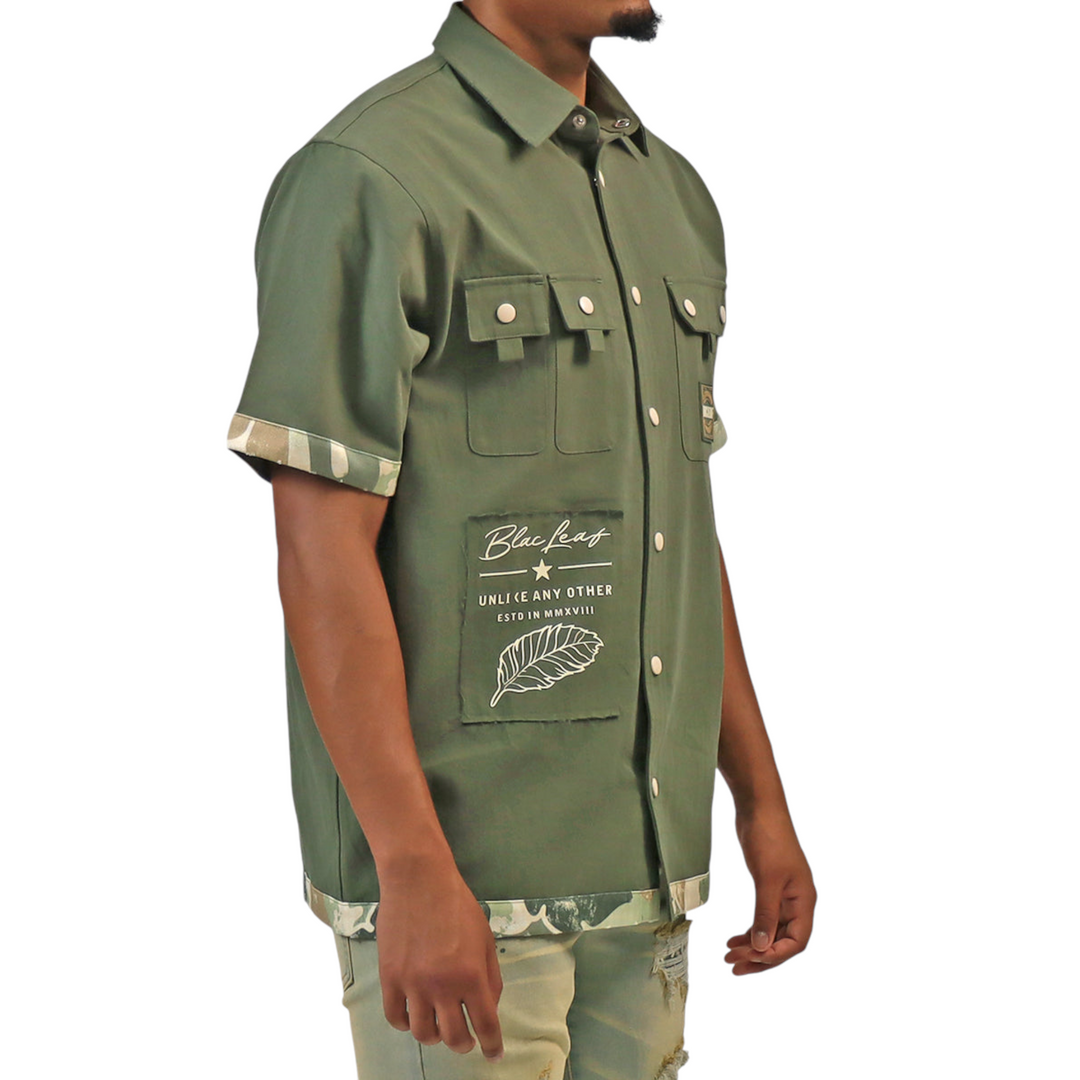 Blac Leaf Unlike Any Other Button Up Shirt Olive