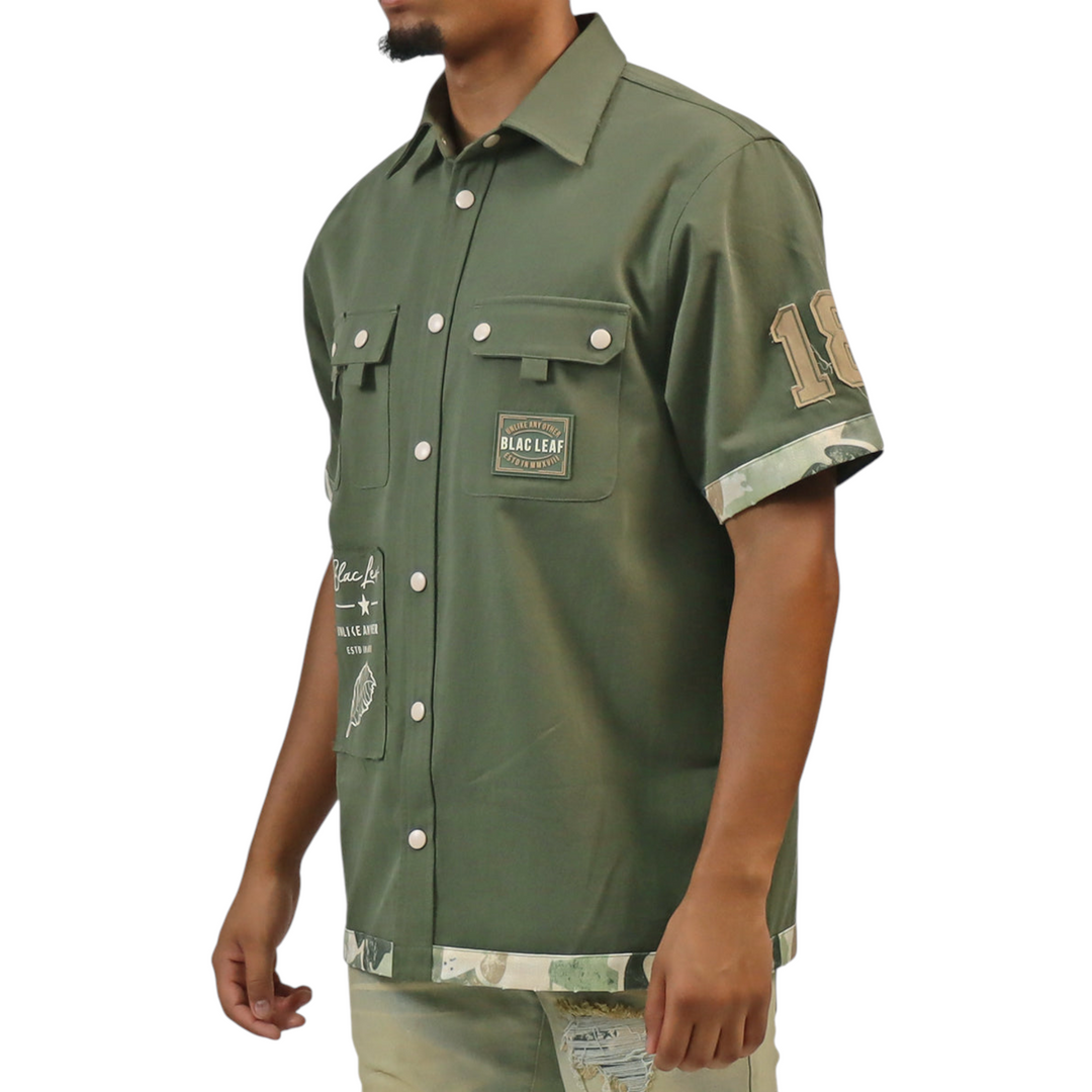 Blac Leaf Unlike Any Other Button Up Shirt Olive