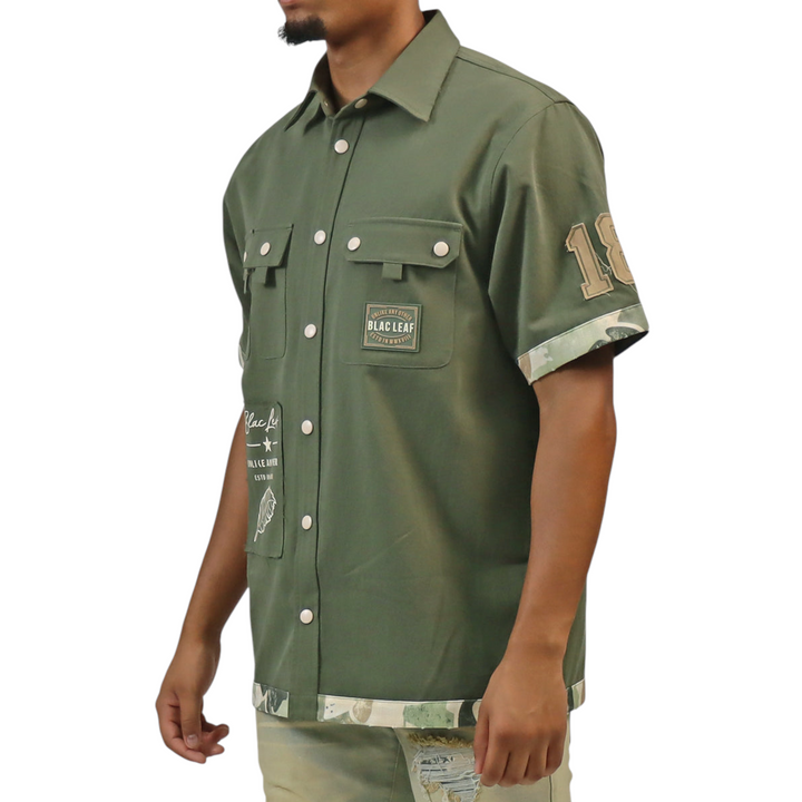 Blac Leaf Unlike Any Other Button Up Shirt Olive