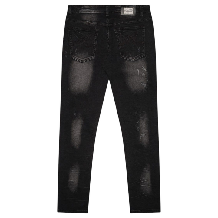 Premium Milano Milan Slim Straight Fit Jean Black With Red