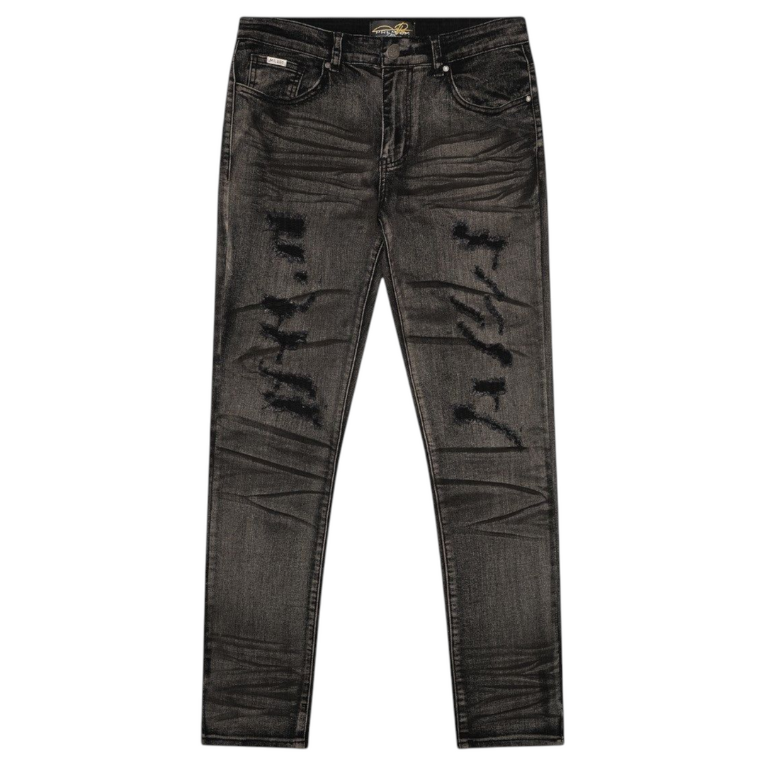 Stray No Fear 3/4 Sleeve Tee Black & Milano Milan Slim Straight Fit Jean Black Acid Outfit Combo