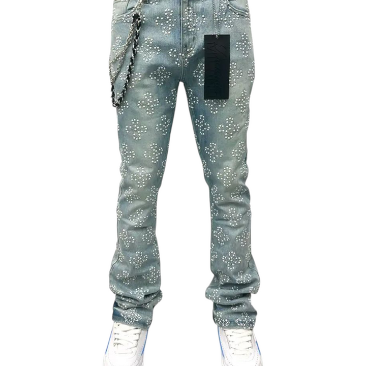 Premium Milano Snow Ball Stacked Jean Light Blue