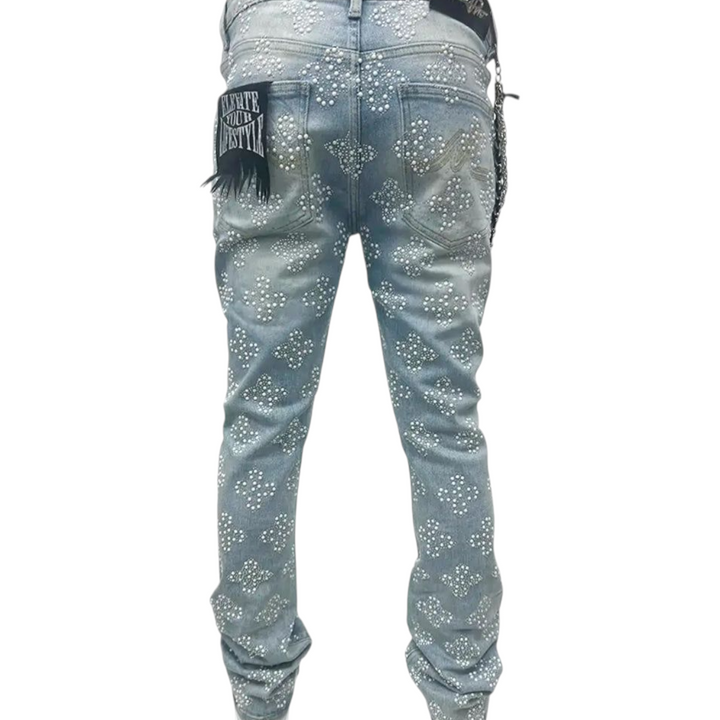 Premium Milano Snow Ball Stacked Jean Light Blue