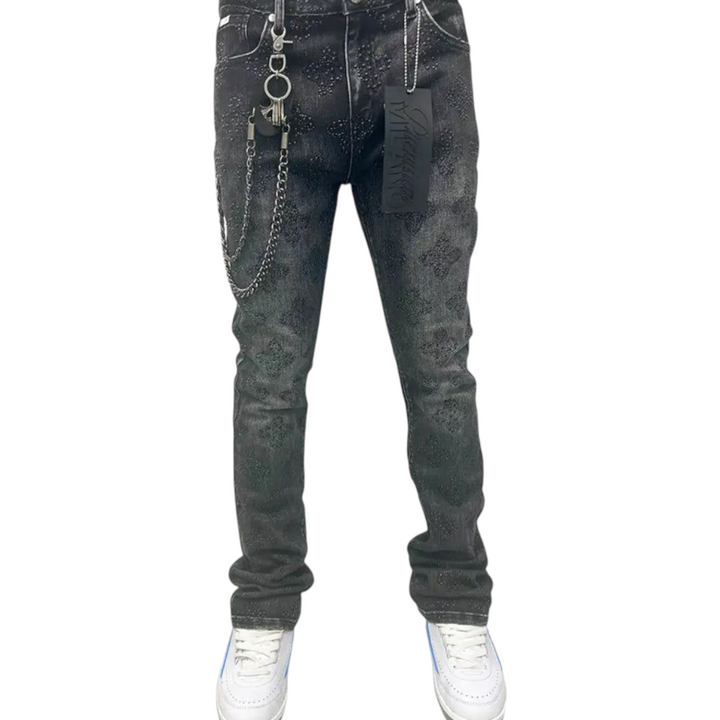 Premium Milano Snow Ball Stacked Jean Black