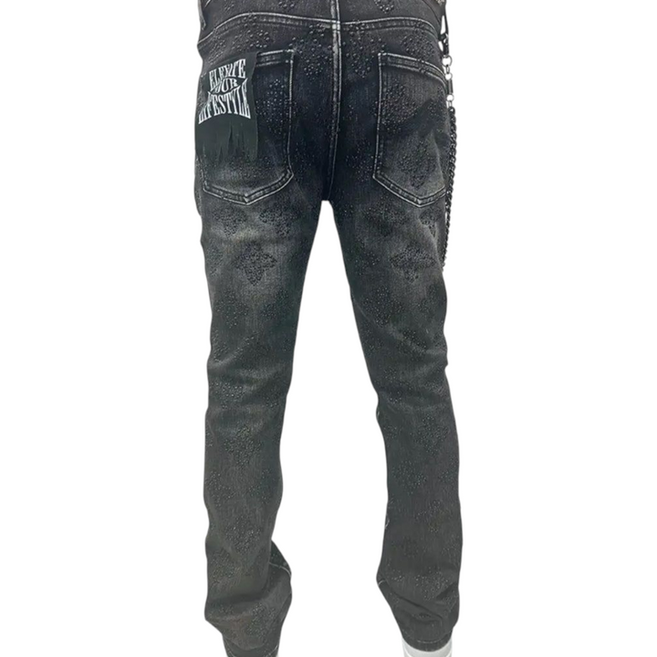 Premium Milano Snow Ball Stacked Jean Black