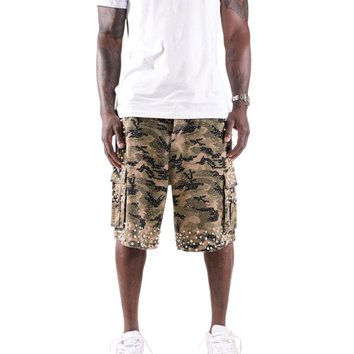 Paper Money Pearl Crystal Camo Shorts