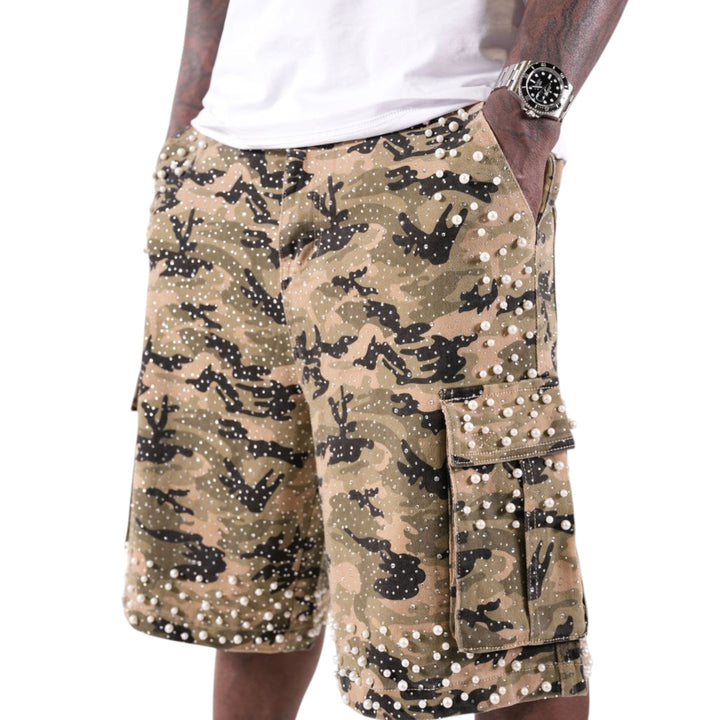 Paper Money Pearl Crystal Camo Shorts