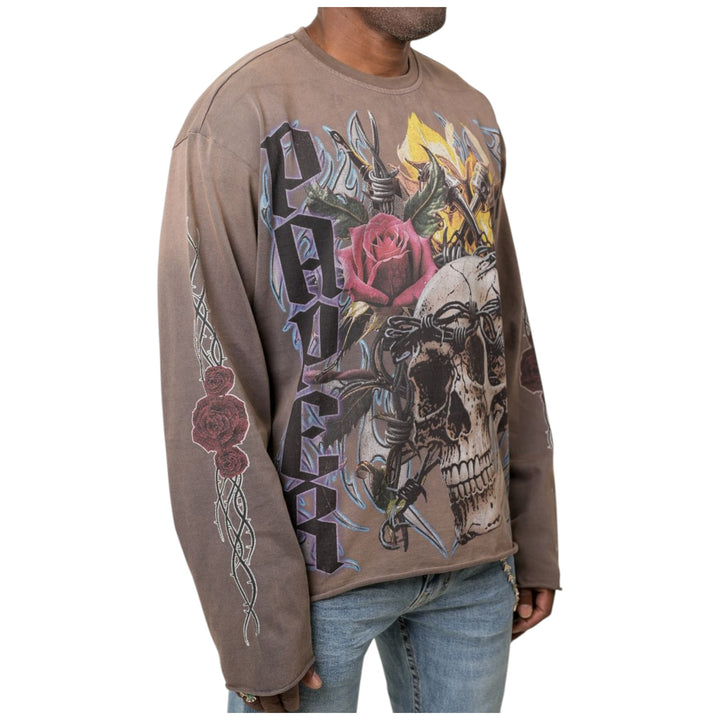 Paper Money Death Race Long Sleeve Shirt Taupe