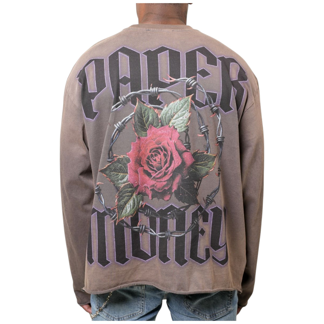 Paper Money Death Race Long Sleeve Shirt Taupe