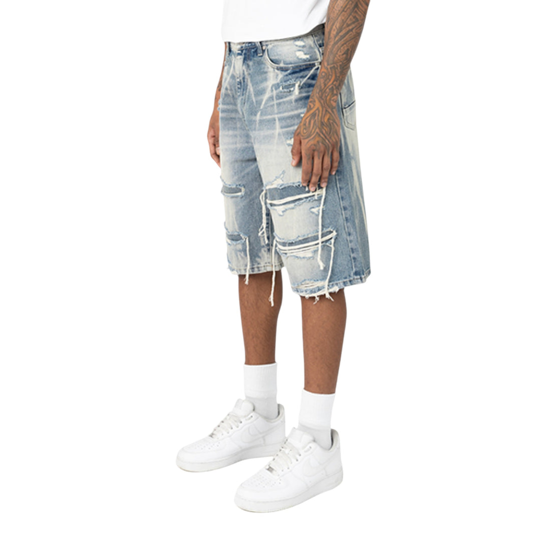 Smoke Rise Distressed Rip & Repair Denim Short